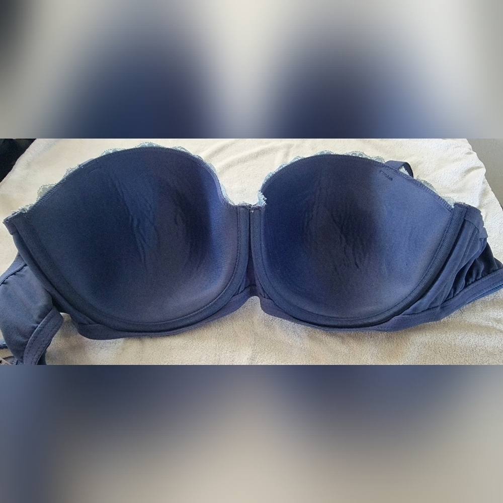 Adore Me Contour Demi Bra W Lace Padded Cup Blue 42DDD 42F Lingerie Sexy  Plus - Picture 2 of 7